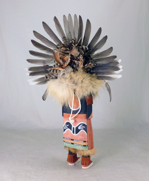 Large Traditional Hopi Broadface Whipper Kachina by Lenanghoya Poley of Bacavi.