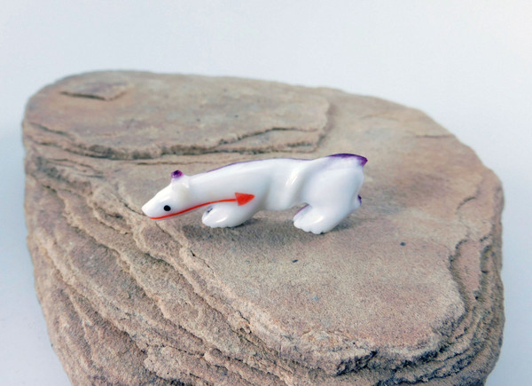 Zuni Carved Spondylus Mountain Lion by Andres Quandelacy
