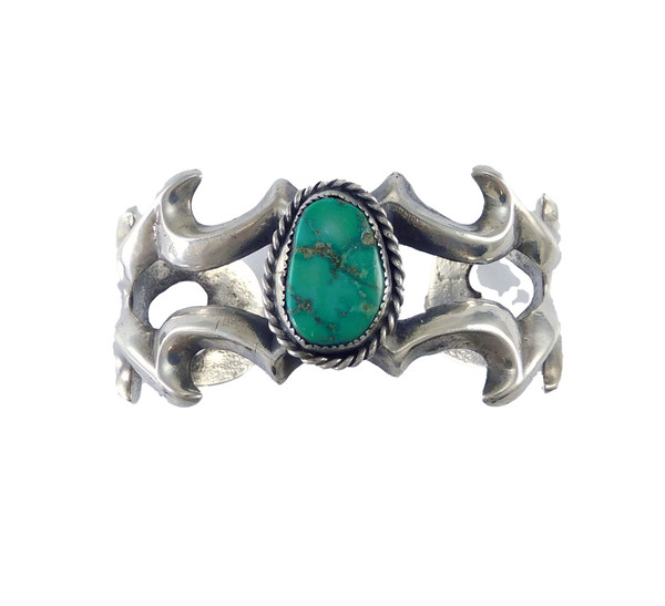 Vintage Dine' Tufa Cast silver Cuff Bracelet with Turquoise