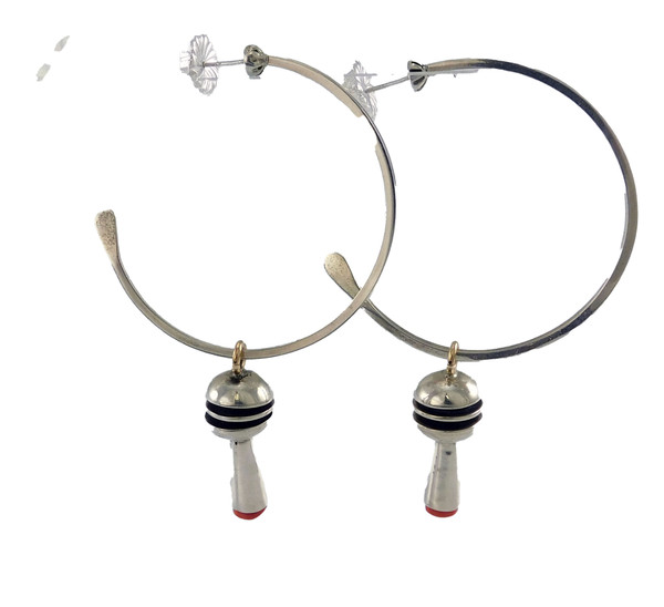 Nanibaa Silver Hoop Earrings with Coral