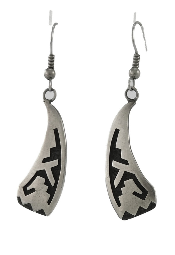 Lawrence Pooyouma Hopi Silver Dangle Earrings