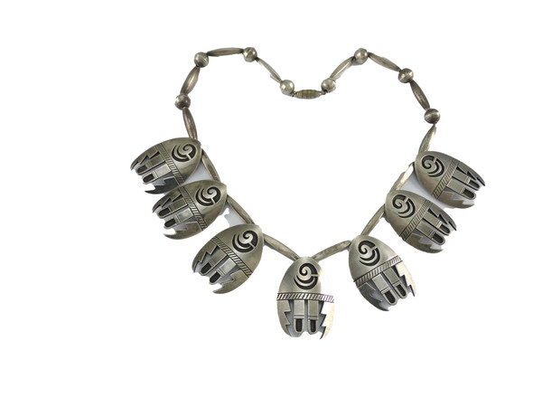 Lawrence Saufkie Hopi Silver Tab Choker Necklace