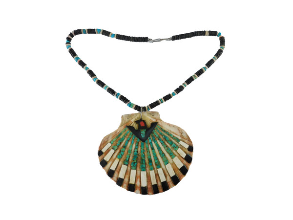 Vintage Santo Domingo Pueblo Shell and Bead Necklace
