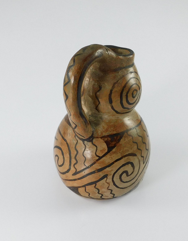 Antique Maricopa Pottery Bi-lobe Handled Jar