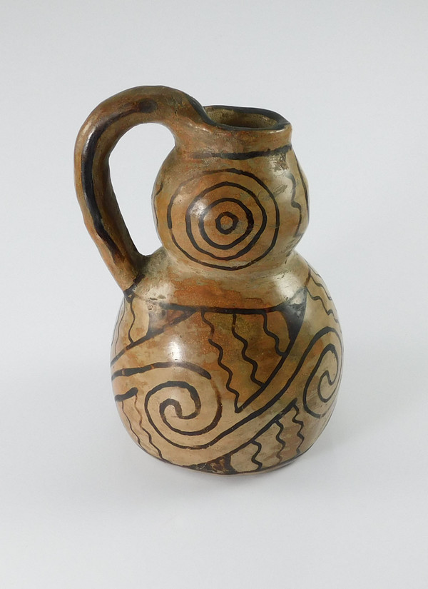 Antique Maricopa Pottery Bi-lobe Handled Jar