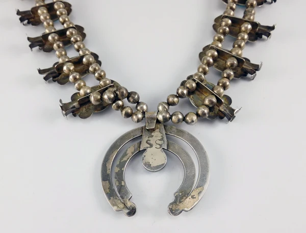 Number Eight Turquoise Vintage Squash Blossom Necklace