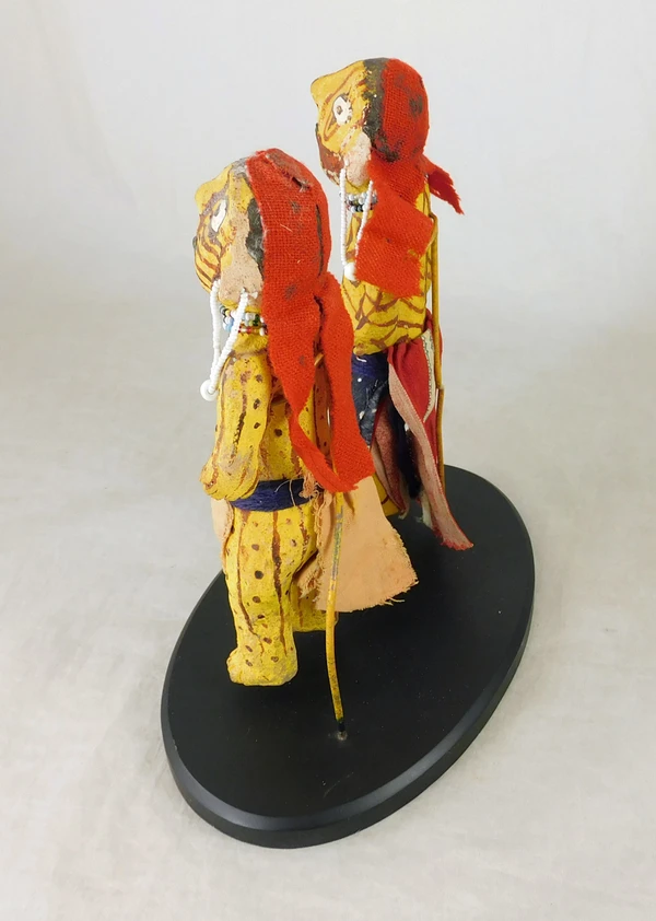 Yellow Mojave Pottery Pair of Figures on Stand