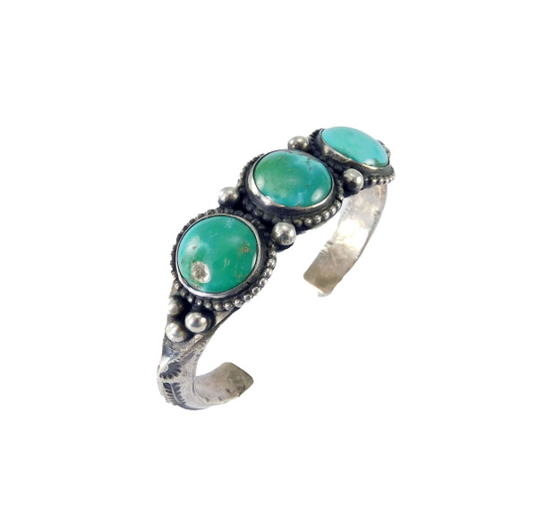 Vintage Three Stone Ingot Silver Cuff Bracelet