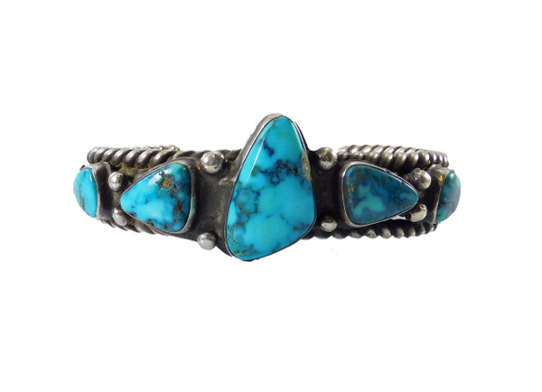 Mid-century Turquoise in Silver Bracelet