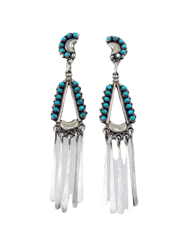 Zuni Turquoise Dangle Earrings Falling Rain