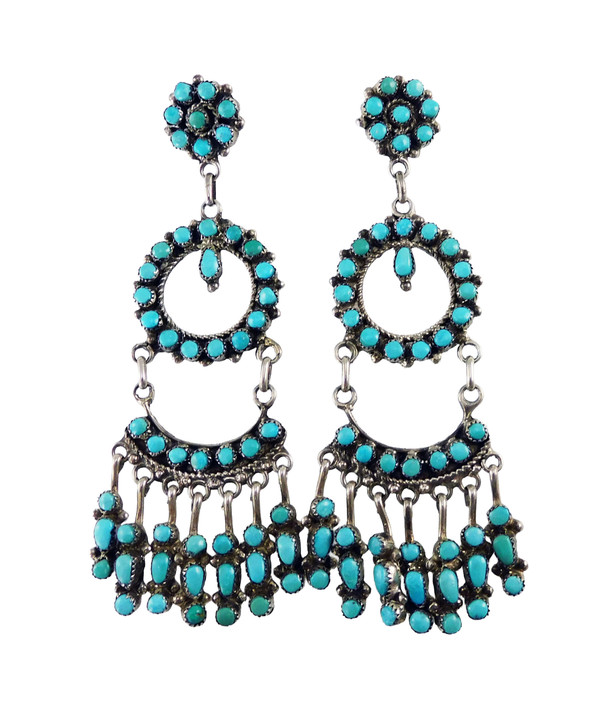 Zuni Chandelier Turquoise Earrings by P Laate