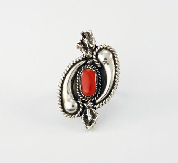 Weebothee Silver and Coral Statement Ring
