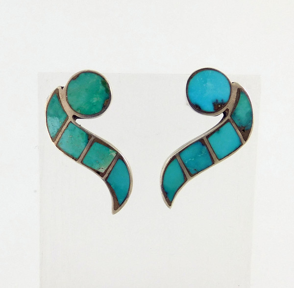 Inlay Turquoise Silver Earrings Quandelacy
