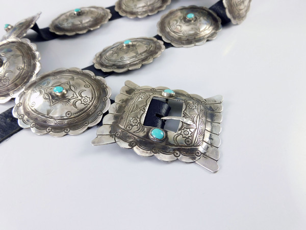 Silver with Turquoise Vintage Concha Belt