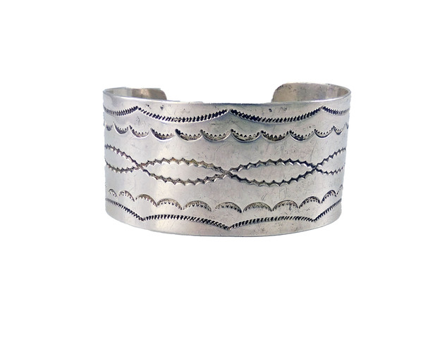 Antique Tooled Silver Cuff Bracelet