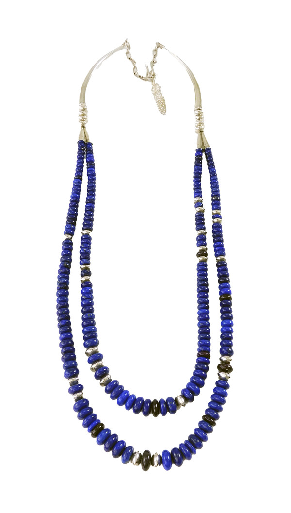 Andy Lee Kirk Lapis Sugilite and Silver Bead Necklace