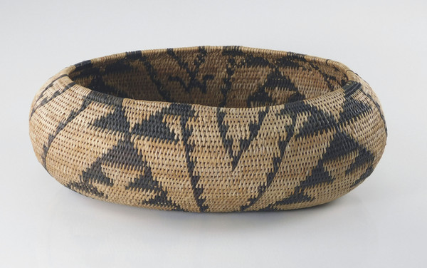 Antique Pomo Indian Single Rod Boat Shaped Basket