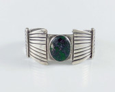 White Hogan Silver Cuff Bracelet Green Turquoise