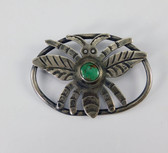 Antique Navajo Silver Bug Pin with Turquoise