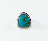 Blue Gem Modernist Navajo Silver Ring  Cheyenne Harris