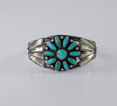 Vintage Souvenir Style Silver Bracelet with Cluster of Turquoise