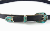 Ranger Style Buckle Zuni Inlay Turquoise and Silver Dishta