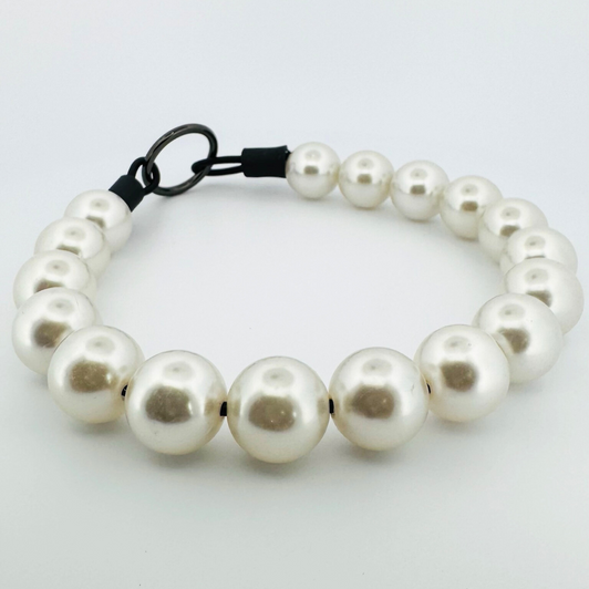 Beaded Dog Collar Slip-on Ivory Pearls Timeless Collection | Dainty Days — view 4