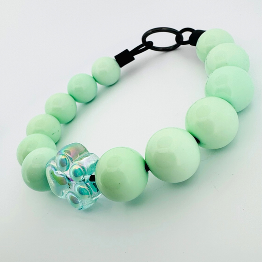 Beaded Dog Collar Slip-on Teal Paw Traditional Collection | Dainty Days — view 4