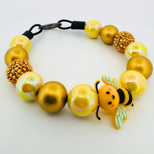 Beaded Dog Collar Slip-on Bumble Bee Sparkle Honey Collection | Dainty Days — view 4