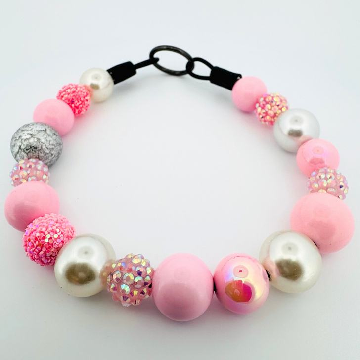 Beaded Dog Collar Slip-on Pink Shine Glossy Traditional Collection | Dainty Days