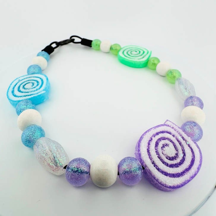 Beaded Dog Collar Slip-on Blue / Green / Purple Gum Drop Buttons Christmas Collection | Dainty Days