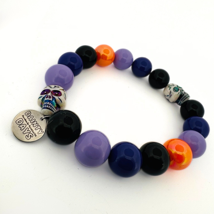 Skull Candy Slip-on Beaded Dog Collar Halloween Collection | Dainty Days