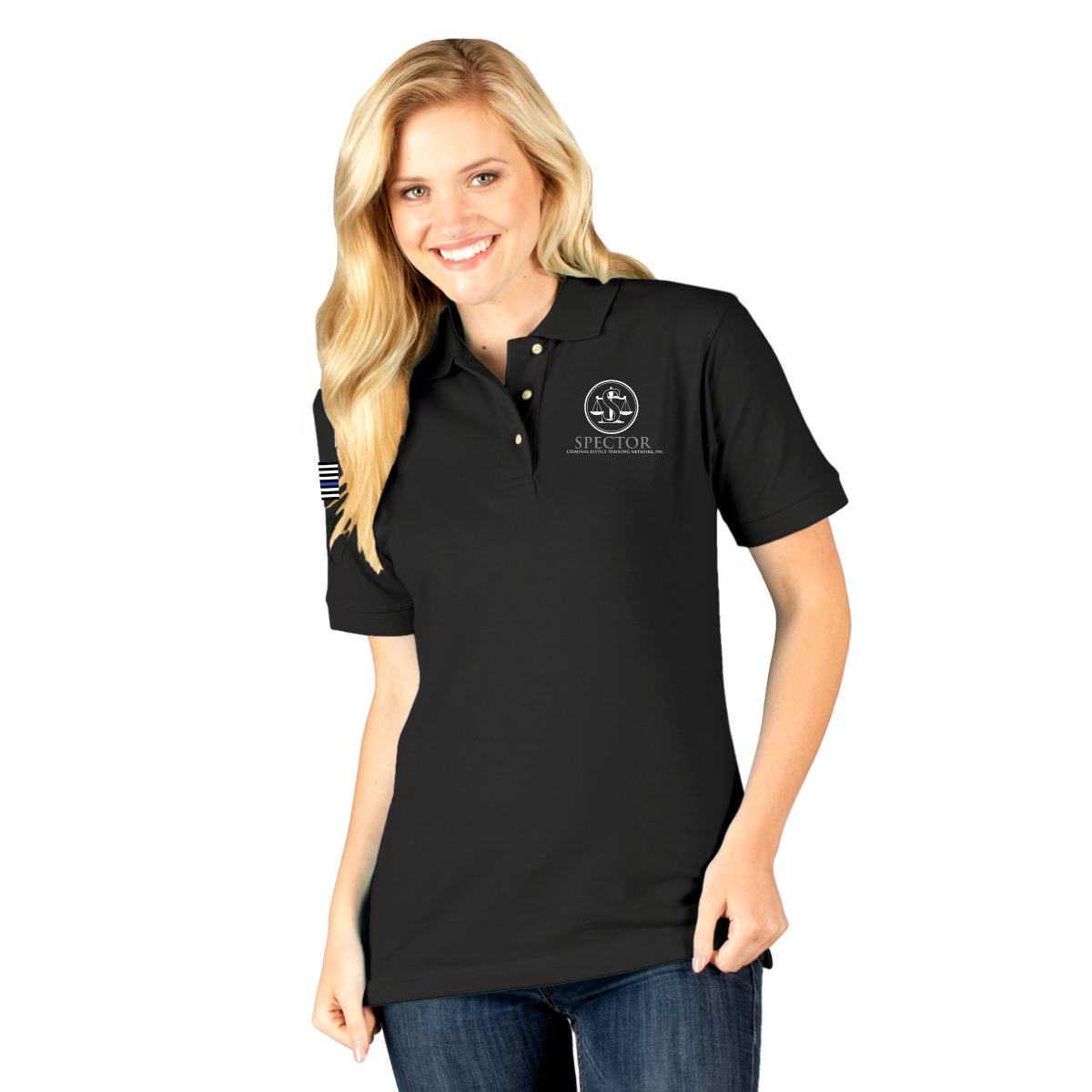 ladies black polo top