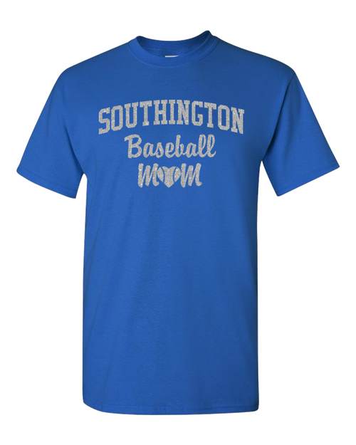 Southington Baseball Mom 50/50 T-Shirt Glitter Logo