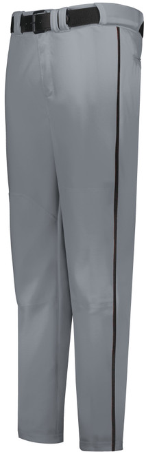 Gray Long Baseball Pant with Red Piping 