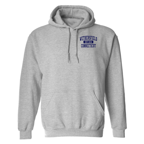Wethersfield Gray Hooded Sweatshirt with Left Chest Logo