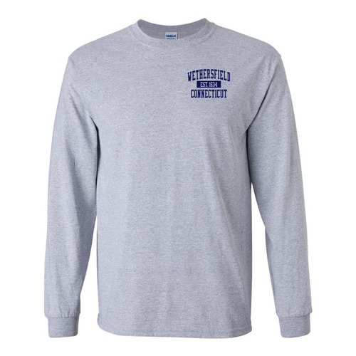 Wethersfield Sport Gray Long Sleeve with Left Chest Logo