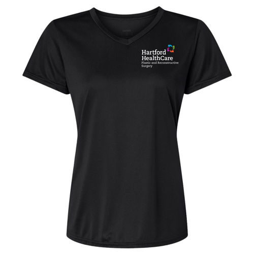 HHC Plastic Surgery Ladies Black Moisture Wicking V-Neck