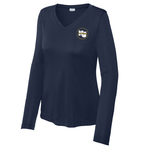 NJAHPERD Ladies Moisture Wicking Navy V-Neck Long Sleeve