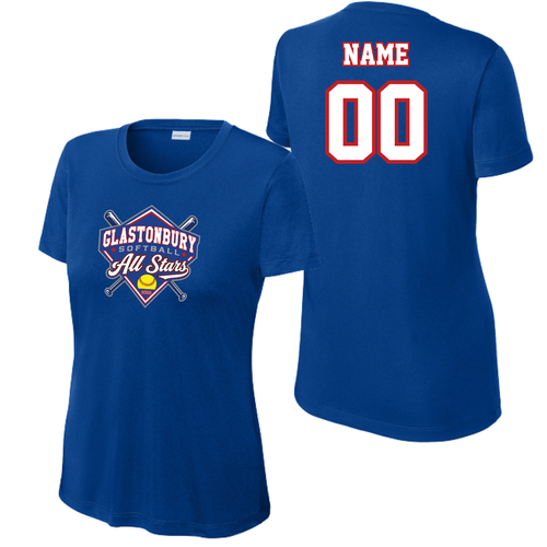 Glastonbury All Stars Ladies Royal Moisture Wicking Short Sleeve