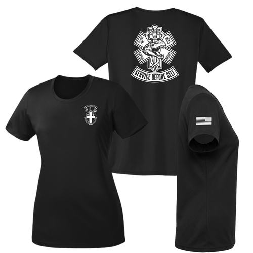 142 National Guard Ladies Moisture Wicking Black T-Shirt