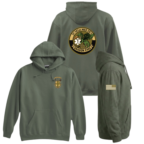 141 National Guard Army Green Hooded Sweatshirt
