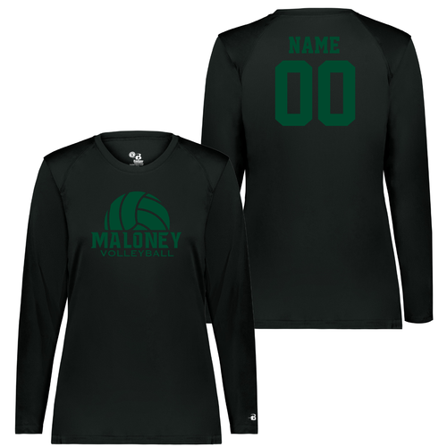 Maloney Volleyball Black Ladies Moisture Wicking Long Sleeve