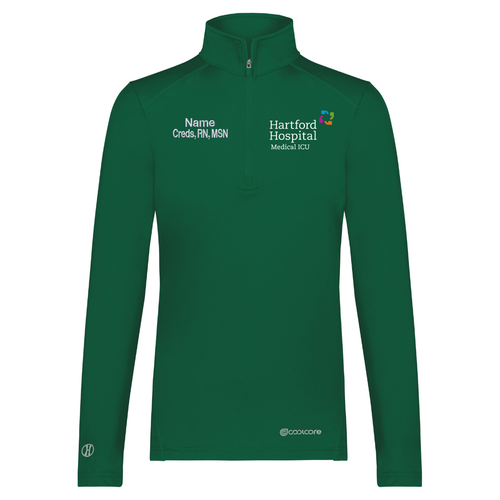 Hartford Hospital Medical ICU Ladies Dark Green 1/4 Zip Pullover