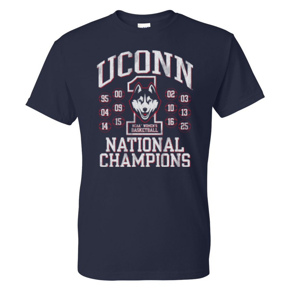 UConn Women's Basketball Champions 2025 Navy Blue T-Shirt