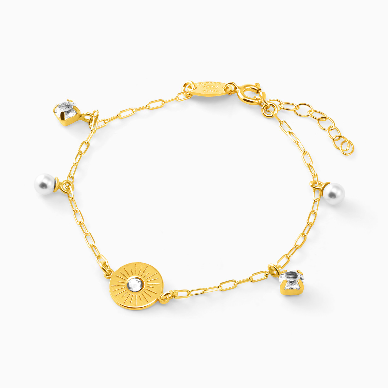 Circle Clear Stone Gold Plated Chain Bracelet - 2 https://cdn11.bigcommerce.com/s-igqk382kzx/images/stencil/1280w/products/3512/28757/A4258-07DP-2__73346.1744207554.jpg
