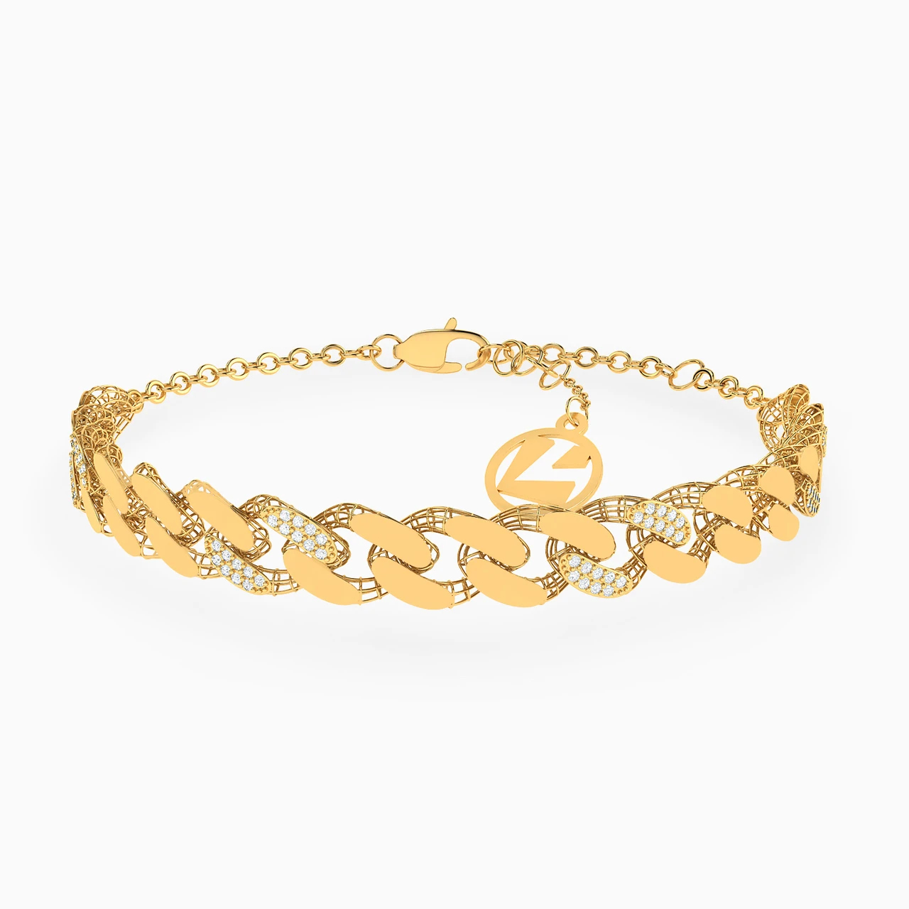 Links Cubic Zirconia Chain Bracelet in 21K Gold | L'azurde KSA