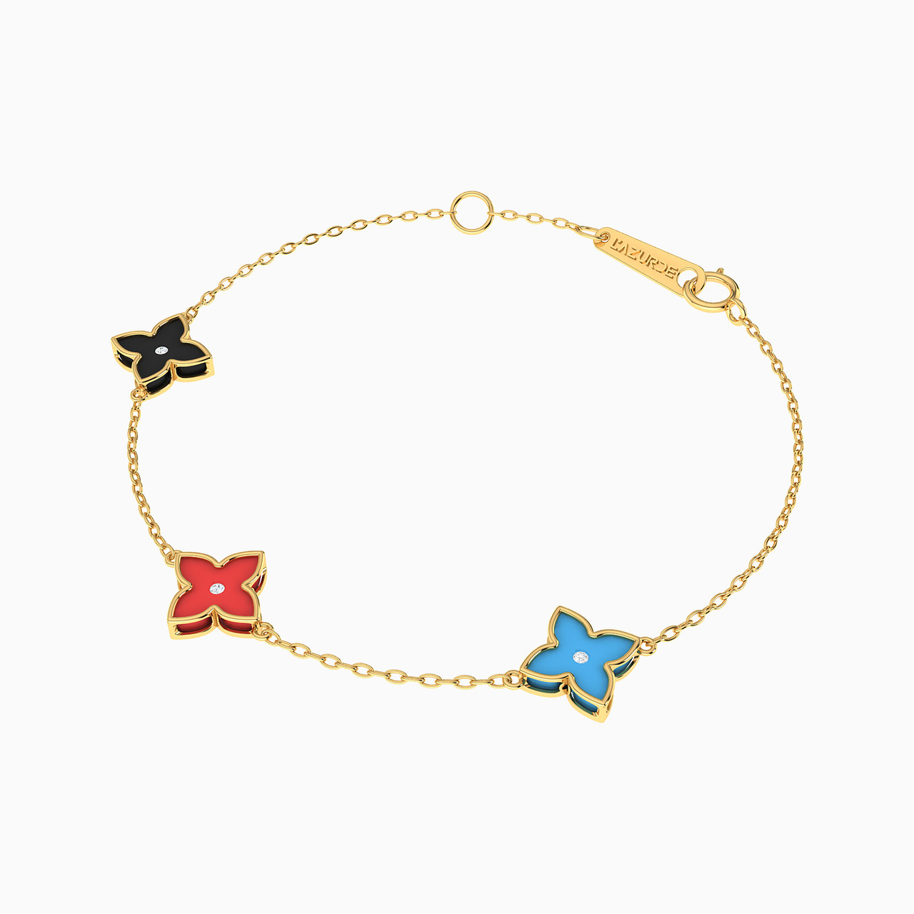 Flower Colored Stones Chain Bracelet in 18K Gold - 2 https://cdn11.bigcommerce.com/s-igqk382kzx/images/stencil/1280w/products/4894/38705/111305180257-2__51322.1752133602.jpg