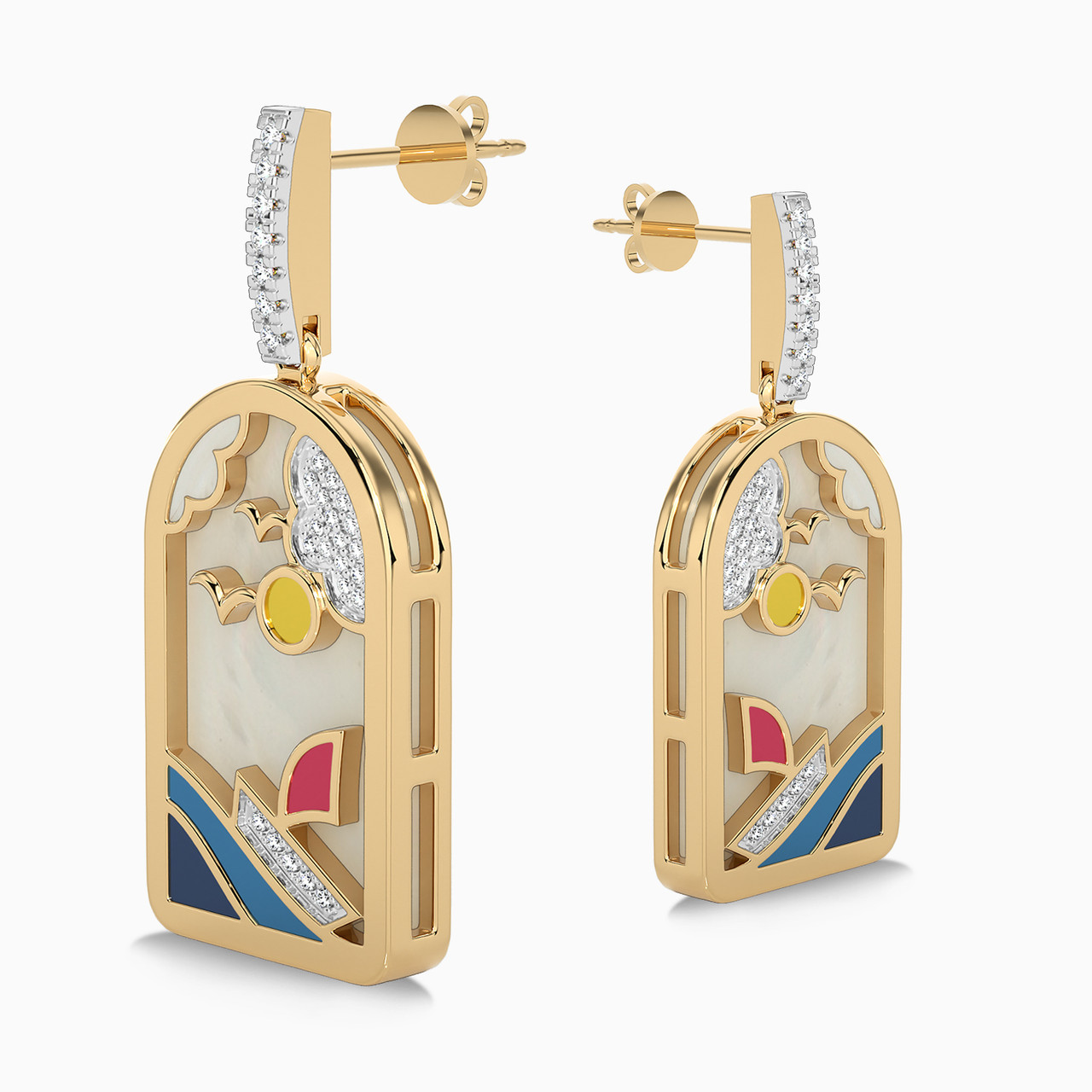 Painting Diamond & Enamel Coated Drop Earrings in 18K Gold - 3 https://cdn11.bigcommerce.com/s-igqk382kzx/images/stencil/1280w/products/6623/65231/SAE05094-3__02433.1726573638.jpg