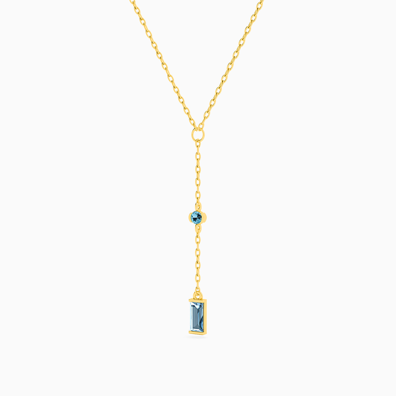 Baguette Colored Stones Necklace In 18K Gold - 2 Baguette Colored Stones Necklace In 18K Gold - 2